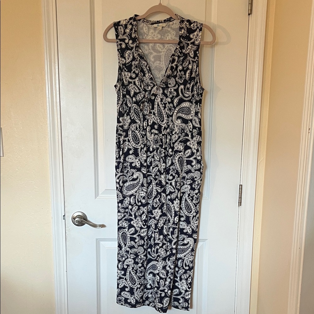 Boden Black and White Paisley V‑Neck Maxi Dress